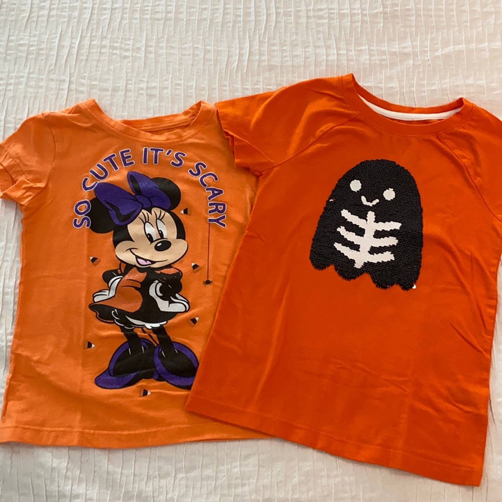 2 sets of orange Halloween shirts size 6/6x